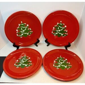 Waechtersbach Christmas Tree - Set of 4 Dinner Plates - Western Germany Vintage